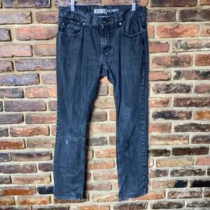 Freeworld Gray Black Denim Messenger Skinny Jeans Men's Size 31x30